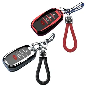 for Toyota Key Fob Cover with Keychain Key Case fits 2021-2025 Grand Highlander Camry RAV4 Prime Land Cruiser Corolla Cross Tundra Tacoma Sequoia Sienna Prius Crown Venza BZ4X Mirai
