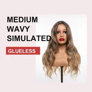Medium Length Wavy Wig with Simulated Scalp - Natural Wave Series, Black