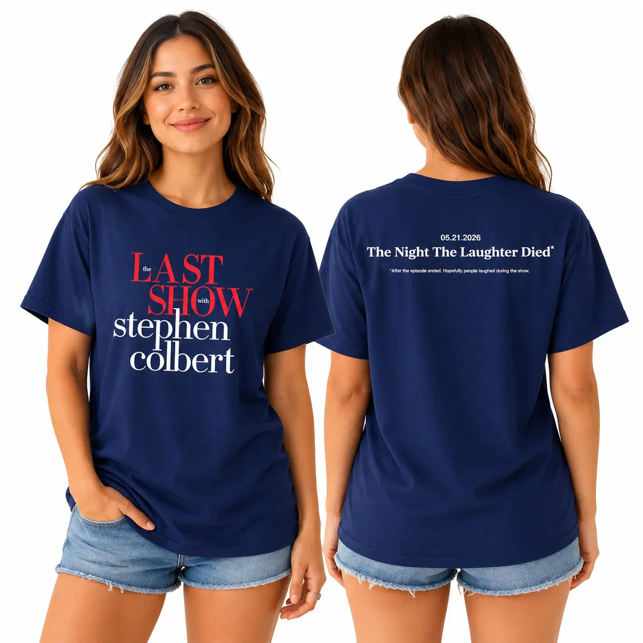 Last Show 2026 Graphic T-Shirt for Late Night TV Fans, Political Satire Humor Tee, Double-Sided Vintage Talk Show Shirt