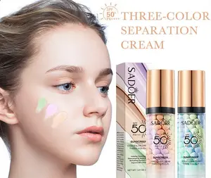 Viral 3 in 1 Color Correcting Primer SPF 50 PA 3 Color Sunscreen Tone Up Cream Hydrating Oil Control Pore Minimizing Makeup Base for Flawless Skin All Day Water Proof