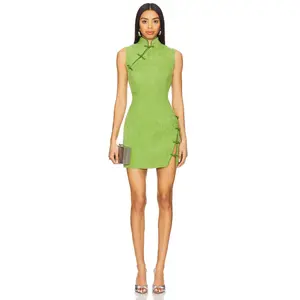 SAU LEE Ines Tweed Dress in Apple Green
