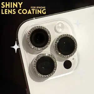 Luxury Sparkle Lens Film for iPhone 17 Pro Max Rear Camera HD 16 Pro Anti-Drop Dustproof Cover Protective Patch Compatible with 15/14/13/12/11 series
