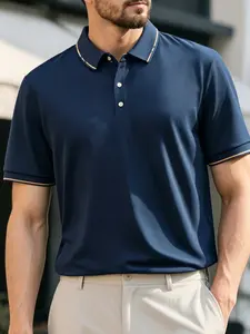 Hot Summer Men's Polo Shirt, Quick Dry Golf Sport Shirts, Casual Outdoor Short Sleeve Tops, Slim-Fitting Solid Pattern