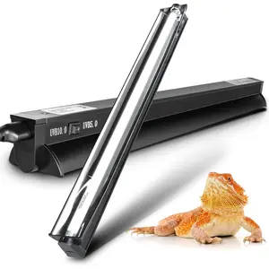Switchable UVB Light for Reptiles, 24W T5 UVB Light Combo Kit for Tropical 5.0 & Desert 10.0, 22.6" Terrarium Hood Lamp Fixture with UVB 10.0 Bulb for Bearded Dragon Gecko Snake Lizard Turtle