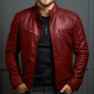Fashionable Spring and Autumn men's leather jacket plus size fashionable slim fit leather jacket jacket jacket