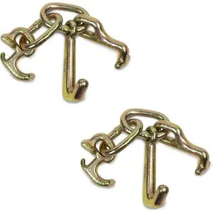 5/16'' RTJ Cluster Hook, Forged Cluster RTJ Hook with an Extra Enlarged Link for Easy Attachment, WLL: 4,800 lbs, Capacity: 18,800 lbs, for Tow , Heavy Duty Wrecker Hauler, Hauler Trailer