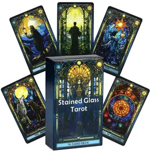 Stained Glass Tarot Card, 1 Box Flower Window Tarot Card, Casual Party Card Game, Tarot Card for Teenager & Adults, Fantasy, Magical, Illustration