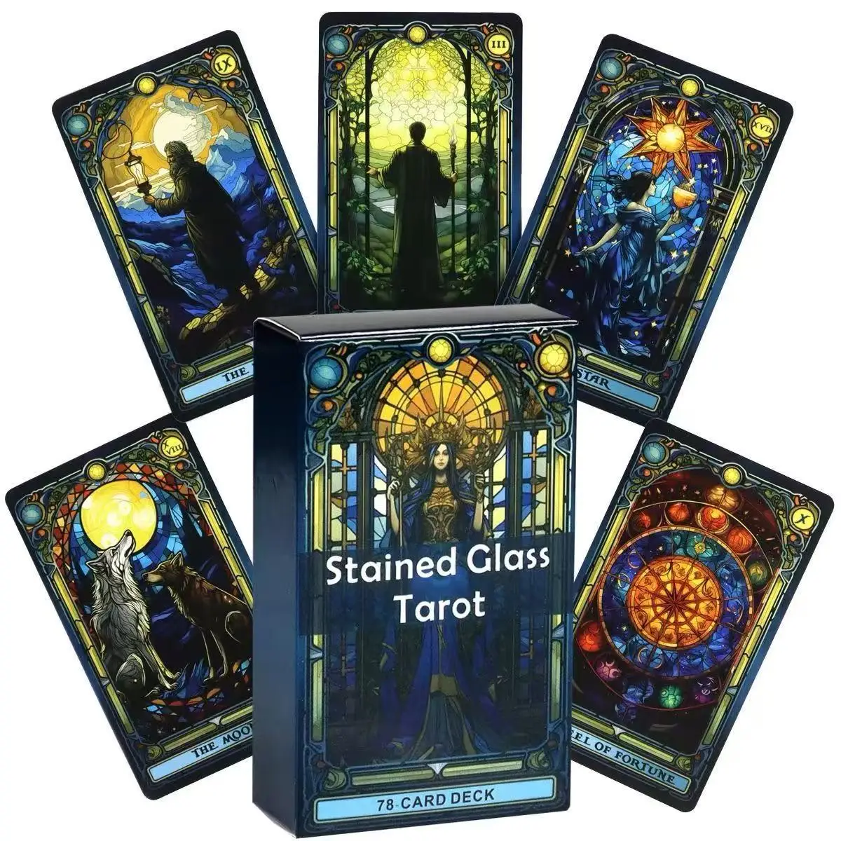 Stained Glass Tarot Card, 1 Box Flower Window Tarot Card, Casual Party Card Game, Tarot Card for Teenager & Adults