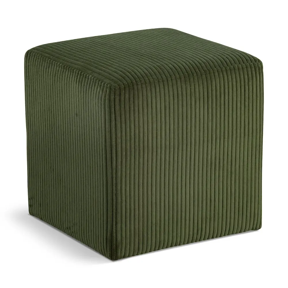 Roy Green Microsuede Fabric Single Seat Ottoman-Stool, Compact Square Indoor Furniture with Corduroy Texture