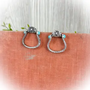 Stirrup Stud Earrings - Turquoise