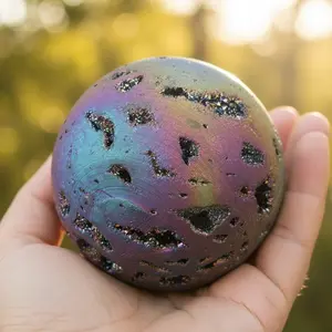 Electric Plated Seven-Color Flash Zinc Ore Ball, Crystal Sphere, Home Decor, Office Bedroom Desktop Crystal, Feng Shui Decoration, Unique Gift