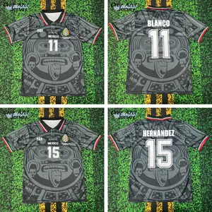 1998 World Cup Mexico National Team Black Short-Sleeve Soccer Jersey Blanco 11 Hernandez 15