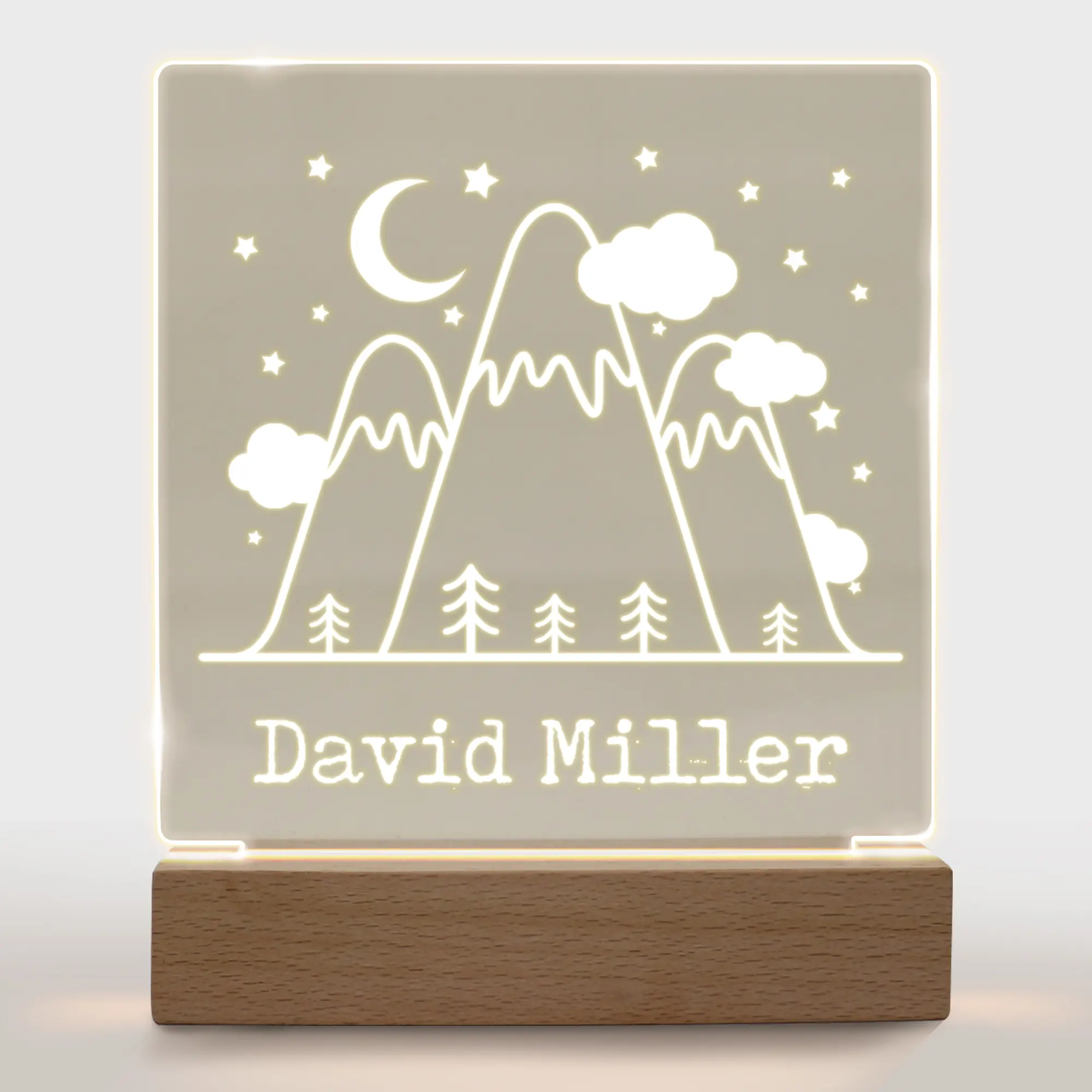 Personalized Night Light for Kids Girls Boys Customized Gifts for Baby Girl Nursey Lamp Bedroom Mountains