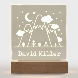 Personalized Night Light for Kids Girls Boys Customized Gifts for Baby Girl Nursey Lamp Bedroom Mountains