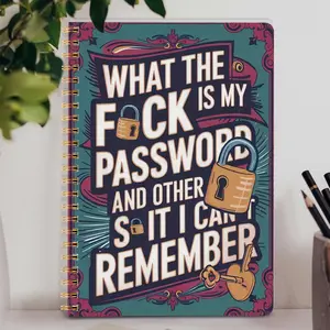 Vintage Colorblock Gold Dual Coil Password Journal A5 Spiral Bound, Account Password Organizer, Thick Waterproof Cover, Size 8.03x5.71in, Book Journal