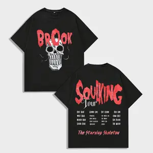 Brook "SoulKing Tour" Washed Oversized Tee – Double-Sided Print One Piece Shirt |     Vintage Streetwear Unisex T-Shirt |     Heavyweight Cotton Anime Manga Tee |     Gift for Anime Fans vintage t-shirt casual menswear style top Snowman Graphic Chill Out