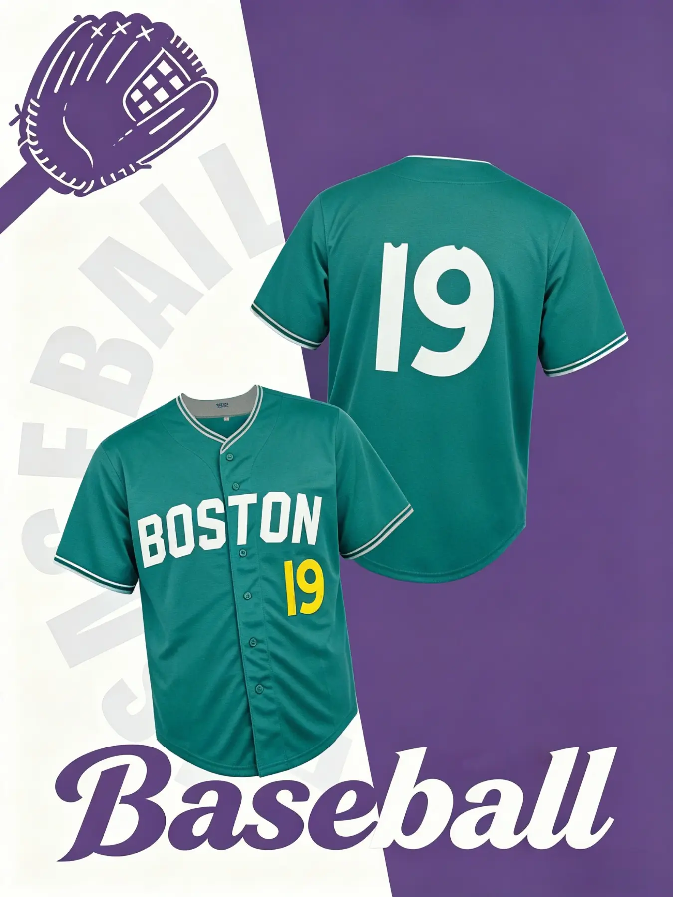 Graphic Baseball Jersey No. 19, Quick-Dry Short Sleeve, Quick Dry Top, Sport Jersey, High-Quality Experience, Exclusive Field Style, Spring & Fall Casual Wear