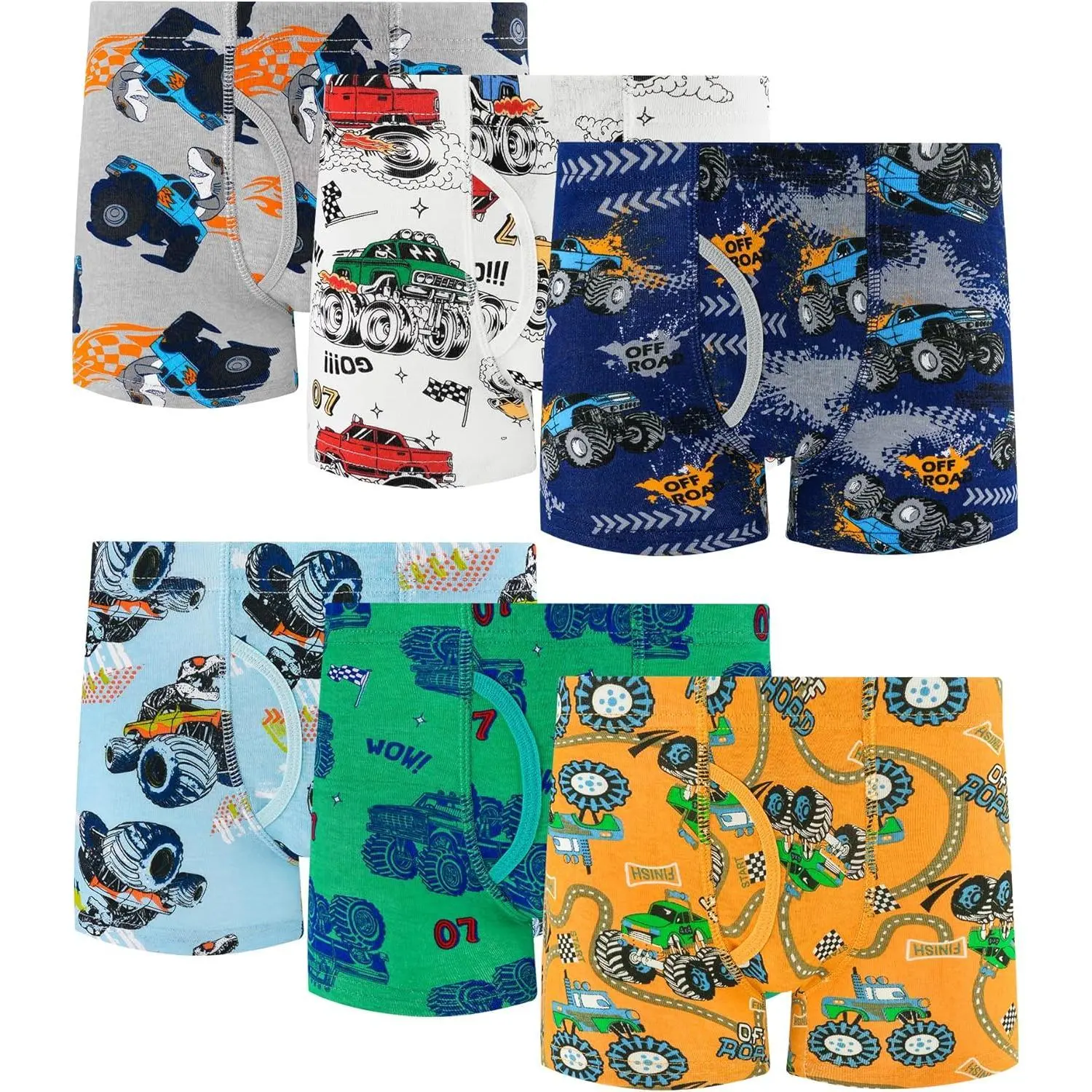 KF5-UDW002 100% Cotton Boys Boxer Briefs Tagless Toddler Underwear (6-Pack)