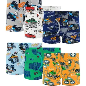 KF5-UDW002 100% Cotton Boys Boxer Briefs Tagless Toddler Underwear (6-Pack)