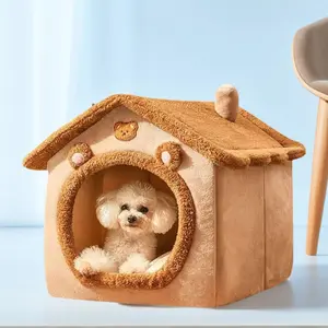 Cozy House-Shaped Pet Bed for Small Dogs & Cats Warm Washable Design for Year-Round Comfort Perfect for Winter Teddy Breeds sleeping bag pups sale toy furniture gift lesure catbed Detachable Universal Foldable Four-Seasons