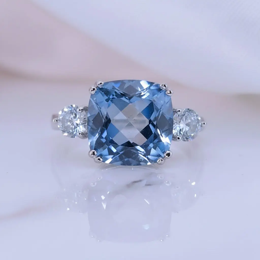 5.22 Ct Iolite Blue Mystic Quartz Engagement Ring