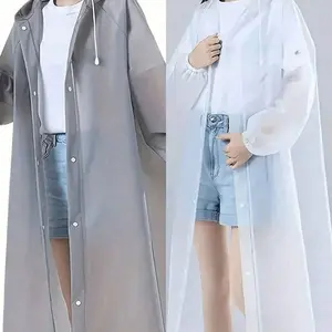 Thickened Adult Disposable Raincoat, Windproof Waterproof Eva Full Body Raincoat, Portable Reusable Hooded Raincoat for Outdoor Cycling