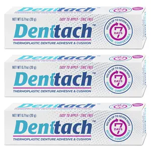 [HOT 2026 - COMBO 3 PACK] Denttach Thermoplastic Adhesive for hold of Dentures up to 7 Days without Glue with Updated Instructions