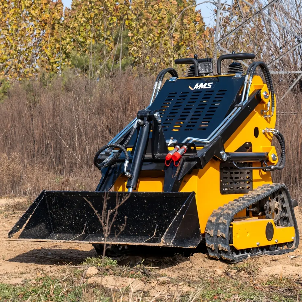 MMS 360 Mini Skid Steer Loader | Compact Multifunctional Track Loader with Vertical In-situ Turning, Gasoline-powered, Metal Construction, Traction Winch for Farm, Construction, Tight Space