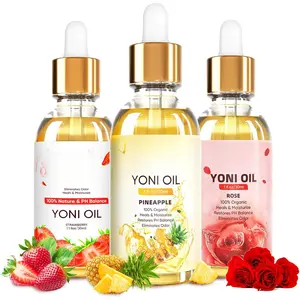 3 Pack Yoni Oil Organic Feminine Oil for Women pH Balance - Feminine Deodorant -Vaginal Moisturizer -Eliminates Odor with Natural Pineapple Rose Strawberry Essential Oil, 1 fl oz/pc
