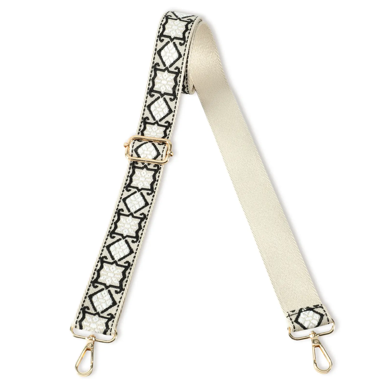 beige & Black Geometry(golden Buckle)