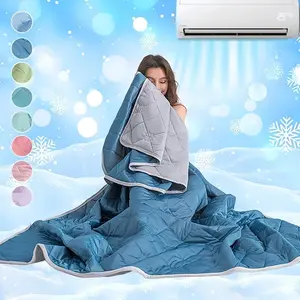 1pc Double-Sided Cooling Blanket, Air Conditioning Blanket – Ultra Soft and Breathable Air Conditioner Quilt with Q-Max>0.4 for Strong Cooling Effect, Lightweight and Cool for Bed, Sofa, Travel, Office or Camping, Fits Multiple Bed Sizes