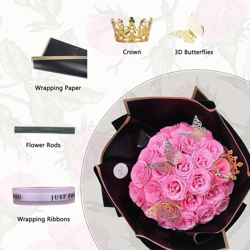 25 Pcs DIY Glitter Roses: Artificial Bouquet of Shiny Fake Flower Bouquet, Perfect for Mothers Day Gift,Anniversary,Weddings