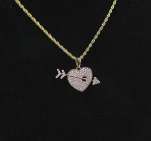 Aprilery “Gold-Tone Pavé Heart & Arrow Necklace” - Symbolic Jewelry of Love & Bold Style for Romantic Occasions & Edgy Daily Styling