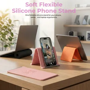 2026 New Flexible Silicone Phone Holder, Foldable Bendable Stand, Universal Multi-Device Mount for Phone, Tablet & Laptop, Portable Lightweight Hands-Free Bracket for Airplane Travel, Desk, Bed, Treadmill - YY