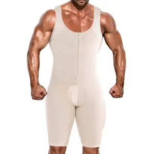 Men Shapewear Tummy Control Full Body Shaper Zipper Bodysuit Plus Size Compression Underwear Abdomen Control Bodysuit