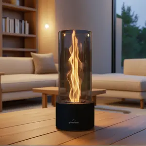 Glanzfeuer Tornado Dual-Use Wood Burning Fire Pit Grill for Outdoor Picnic & Indoor Ambiance Modern Design