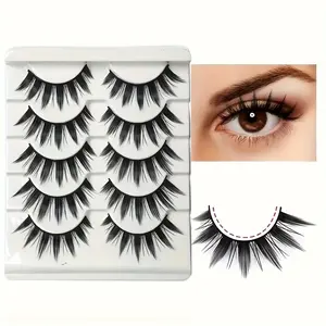 5 pairs of reusable comic style false eyelashes - natural and beautiful black eyelashes, enhancing eye makeup - durable, easy to apply, comfortable to wear