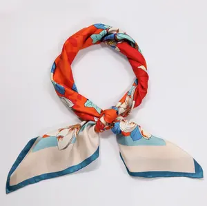 Silk Scarf Custom Print Silk Twill square Scarf for Woman Digital Print Silk Scarf With Your Own Design