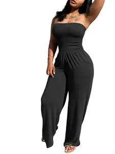 AUXDIO One Piece Off Shoulder Jumpsuits Travel Casual Loose Sleeveless for Womens Jumpsuit Summer Outfits Romper Overalls Womenswear