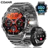 COANR Men's Formal Military Smart Watch - Wearable Bluetooth Watch with 800mAh Battery, 1.7in AMOLED HD Screen, Phone Sync, Wireless Call, Flashlight, Multiple Exercise Modes, Fitness Tracker, Steel Charging, Silicone Band for Android & iPhone (Black), Wa