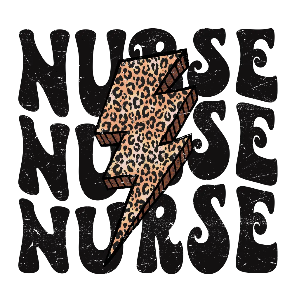 8.5x11 NURSE lightning bolt leopard sublimation transfer ready to press