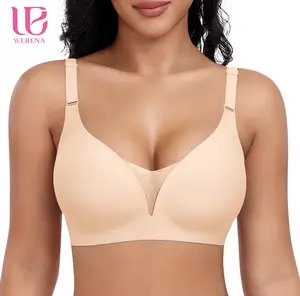 Werena Wireless Seamless Bras for Women V Neck Comfortable Bra Tshirt Bralettes with Support Womenswear Bridal