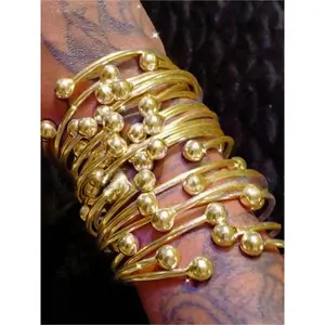 5pcs/10pcs Retro Boho Thick Bangles, 10mm Ball Silvery Golden Rose Golden Bangles Bracelet, Boho Trendy Stack Bangle Stacking Bangles, Handmade Silvery Bangles for Women Daily Party Jewelry Gifts