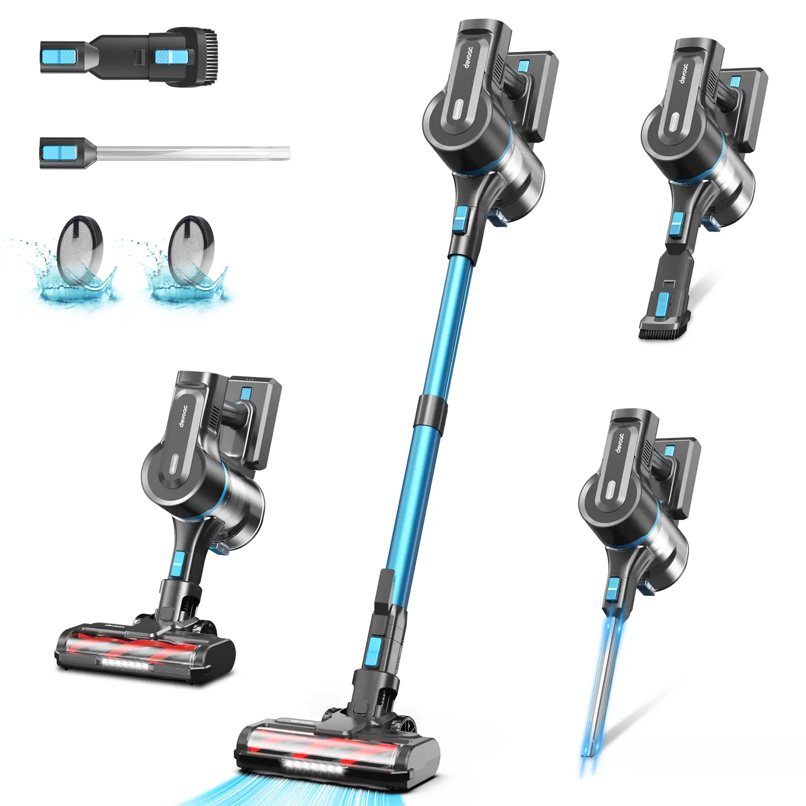 [SeptemberRestock]DEVOAC Cordless Vacuum Cleaner,30Kpa/350W Powerful Suction Brushless Vacuum,Lightweight Stick Vacuum Cleaner for Home Carpet Hard Fl