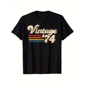 shirt merch Retro 1974 Graphic Tee, Inspired by The 70S, Unisex Crew Neck with Short Sleeves, Made from 100% Soft And Breathable Material, Features a Bold Vintage Print with a 70S Color Block Design