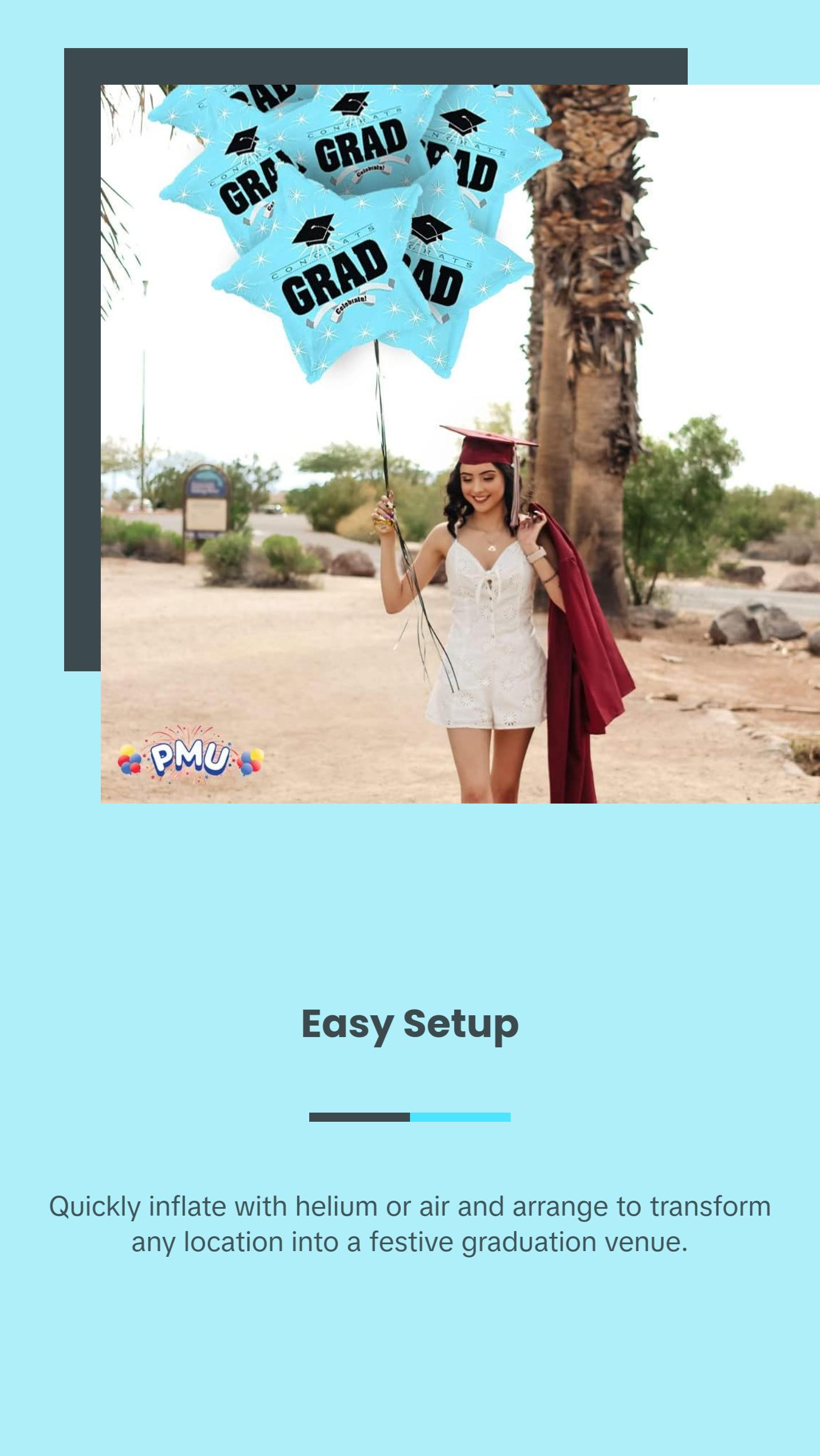 PMU Congrats Grad Cap Balloon, Star 18in Mylar | Graduation Decoration Mylar Balloons | Celebrate Success with Vibrant Graduation Balloons | Balloon Graduation Décor