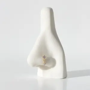 Titanium Diamond Dangle Nose Ring/ Labret