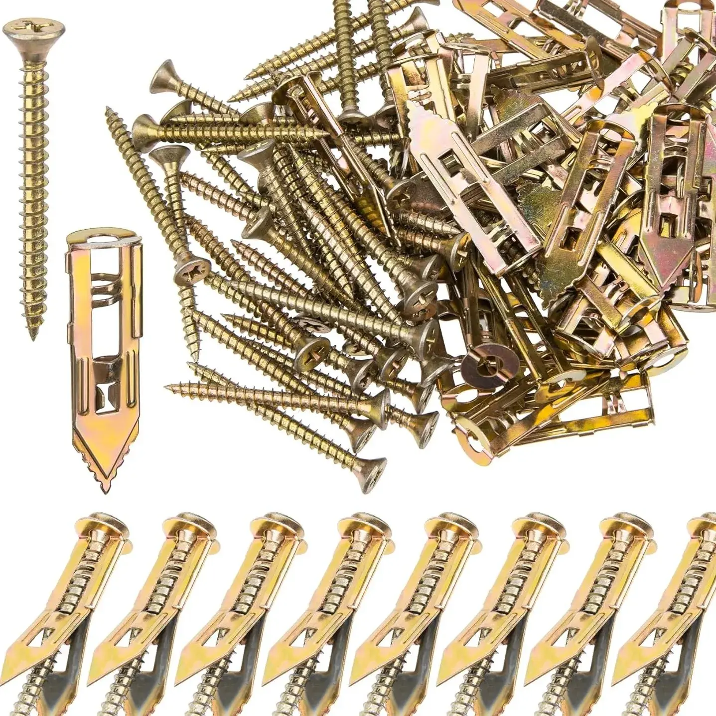 120-Count Drywall Self-Drilling Screw Anchors, Heavy-Duty Zinc-Plated Steel with Conical Tip, Easy No-Drill Application, Durable for TV & Cabinet Fixing