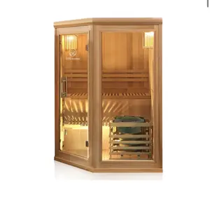 3 Person Traditional Hemlock Wood Indoor Corner Sauna
