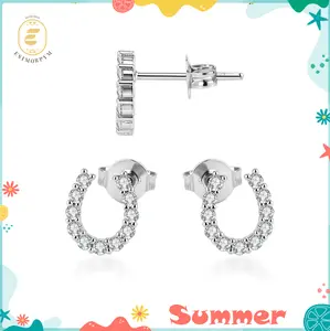Moissanite Eternal Glow Horseshoe Stud Earrings Silver-Plated U Shape Earrings Silver-Plated Jewelry Wedding Engagement Anniversary Valentine's Day Birthday Daily Wear gift hypoallergenic